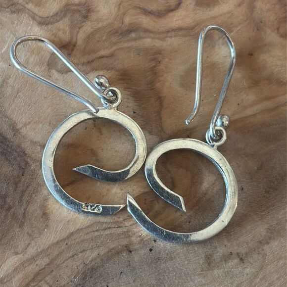 Sterling Silver abstract Swirl Dangle Earrings - Picture 4 of 4